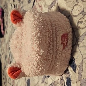 The North Face Pink Fuzzy Kids Hat with Orange Ears